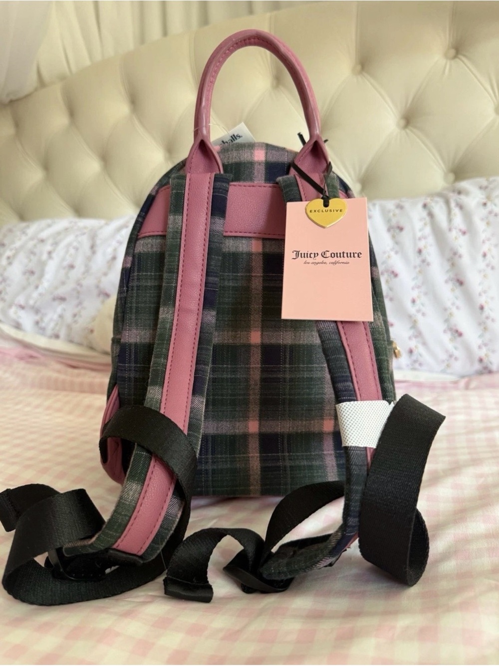 Juicy Couture Green /Pink Plaid Juicy Varsity Weekender set of 3 . - Picture 13 of 15